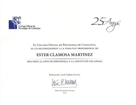 RECONEIXAMENT FIDELITAT COL·LEGI OFICIAL DE PSICÒLEGS